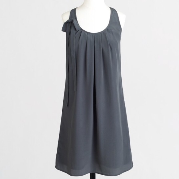J. Crew Dresses & Skirts - J. Crew 100% silk gray Drapey Tank dress with bow